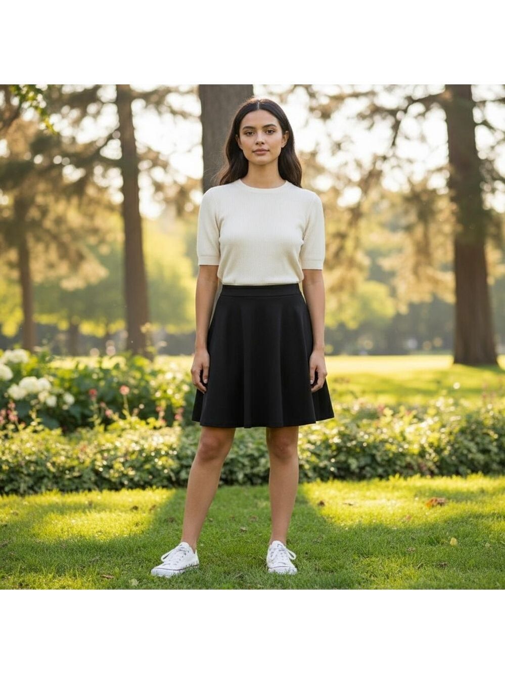 Eileen Fisher black short pleated skirt with pockets size PP